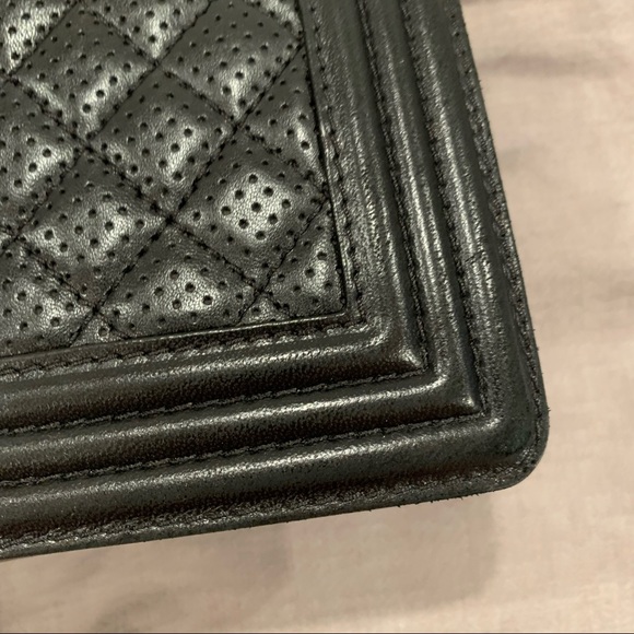 Chanel Boy Bag Old Medium Black Perforated Lambskin Leather Chrome Hardware - Picture 11 of 16